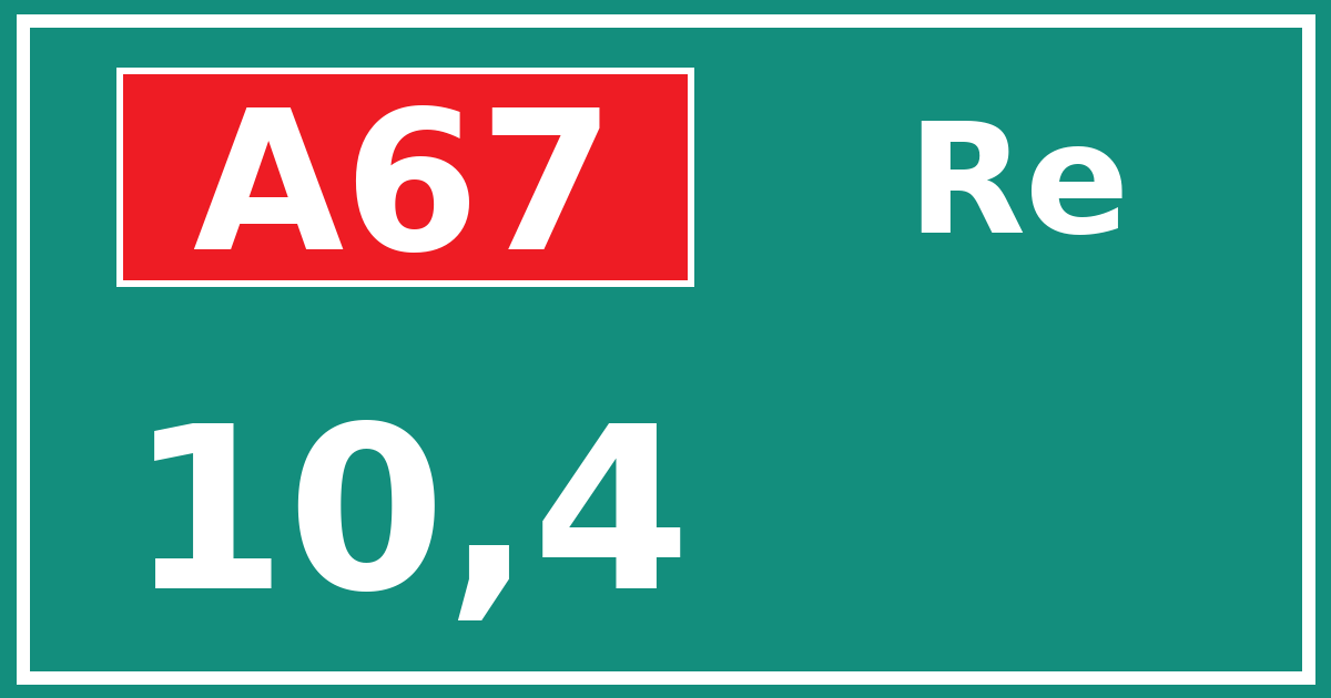 Hectometerbord A67 10,4 zijde Re