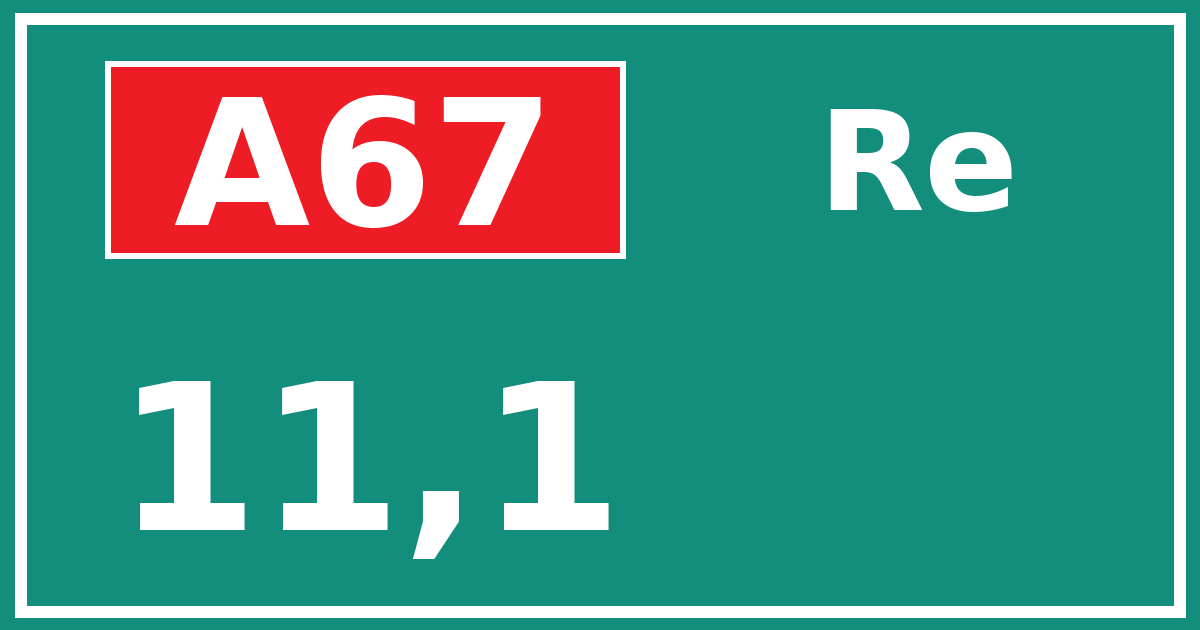 Hectometerbord A67 11,1 zijde Re