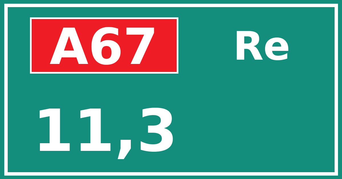 Hectometerbord A67 11,3 zijde Re