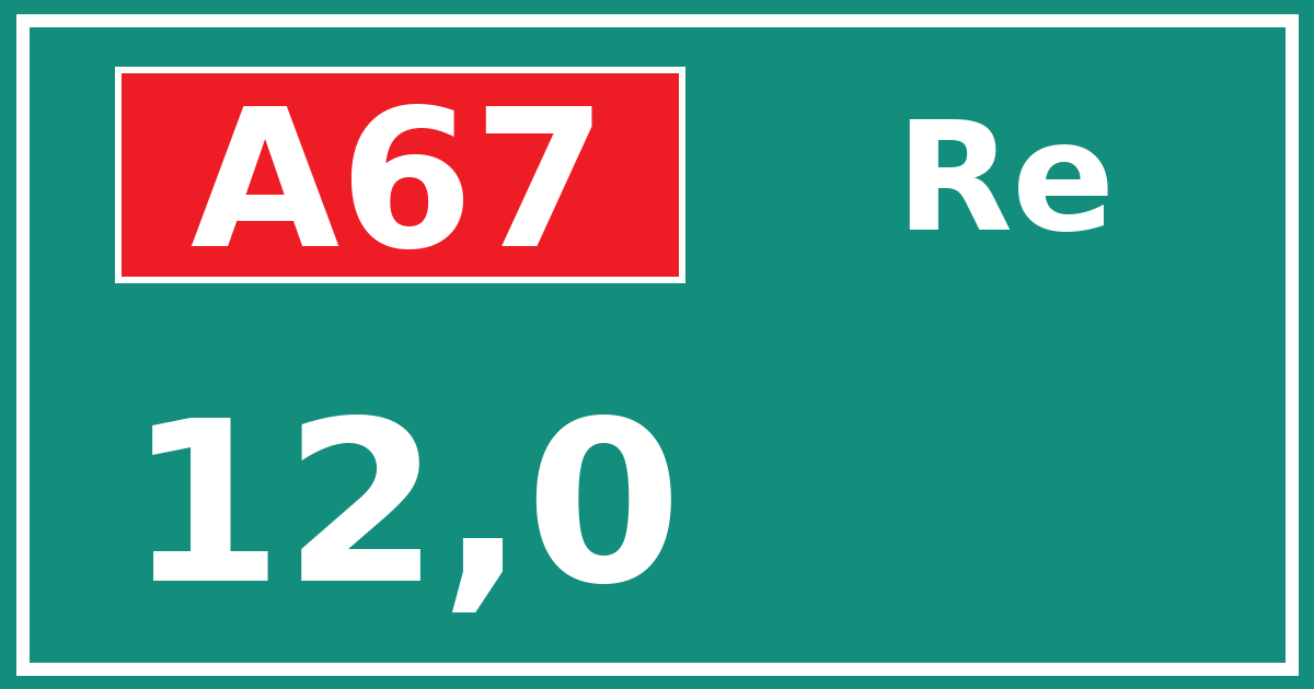 Hectometerbord A67 12,0 zijde Re