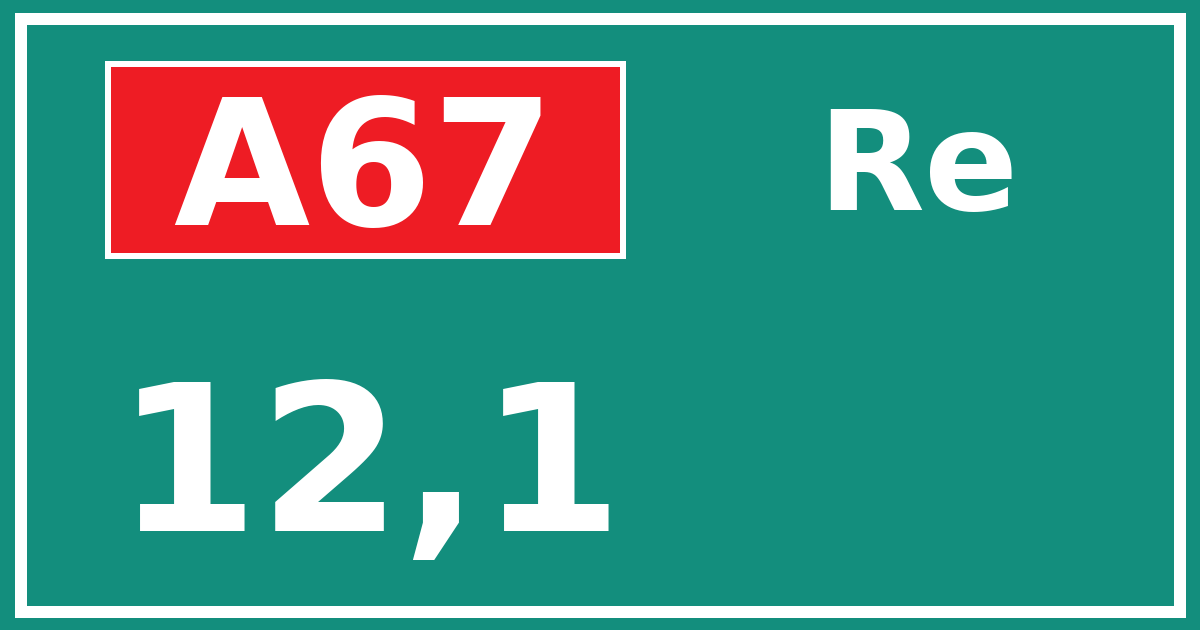 Hectometerbord A67 12,1 zijde Re