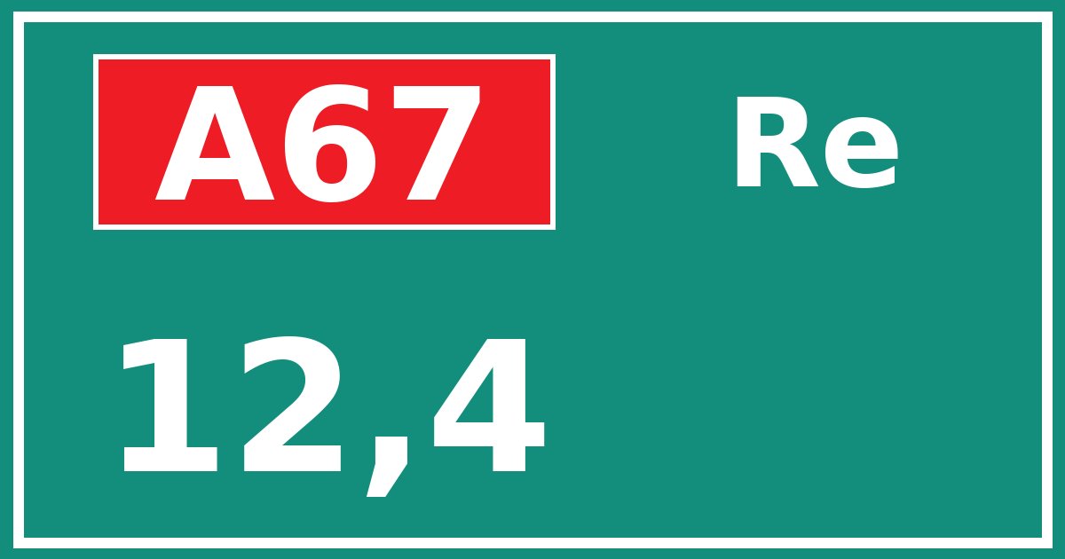 Hectometerbord A67 12,4 zijde Re