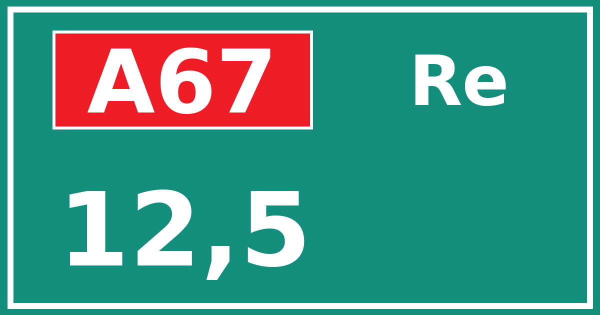 Hectometerbord A67 12,5 zijde Re