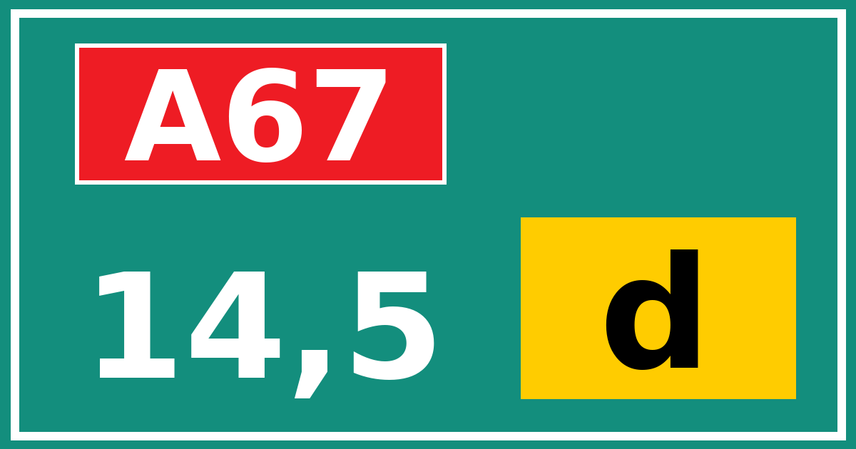 Hectometerbord A67 14,5 letter d