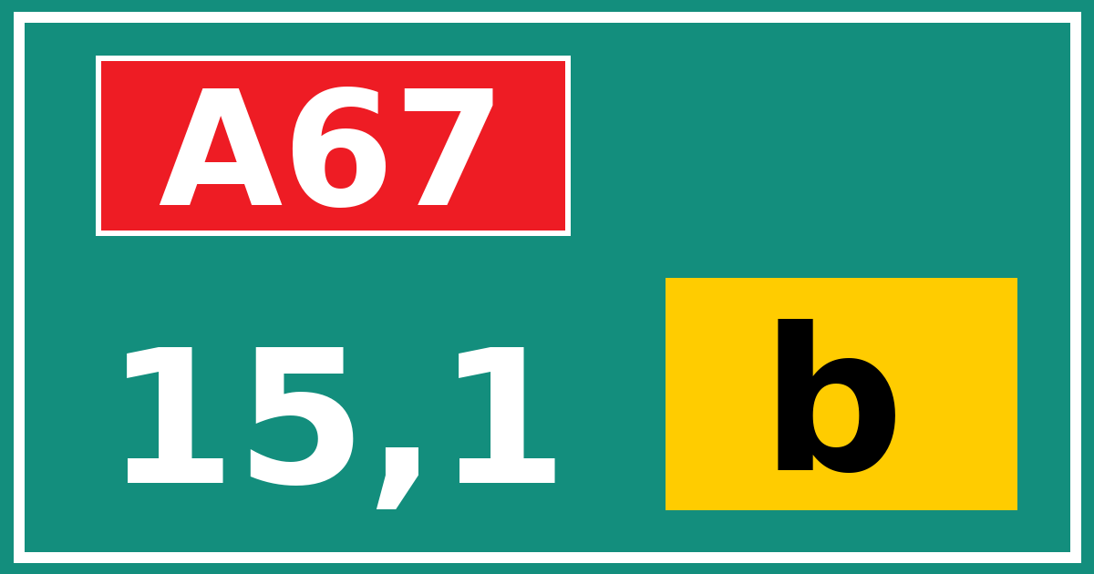 Hectometerbord A67 15,1 letter b