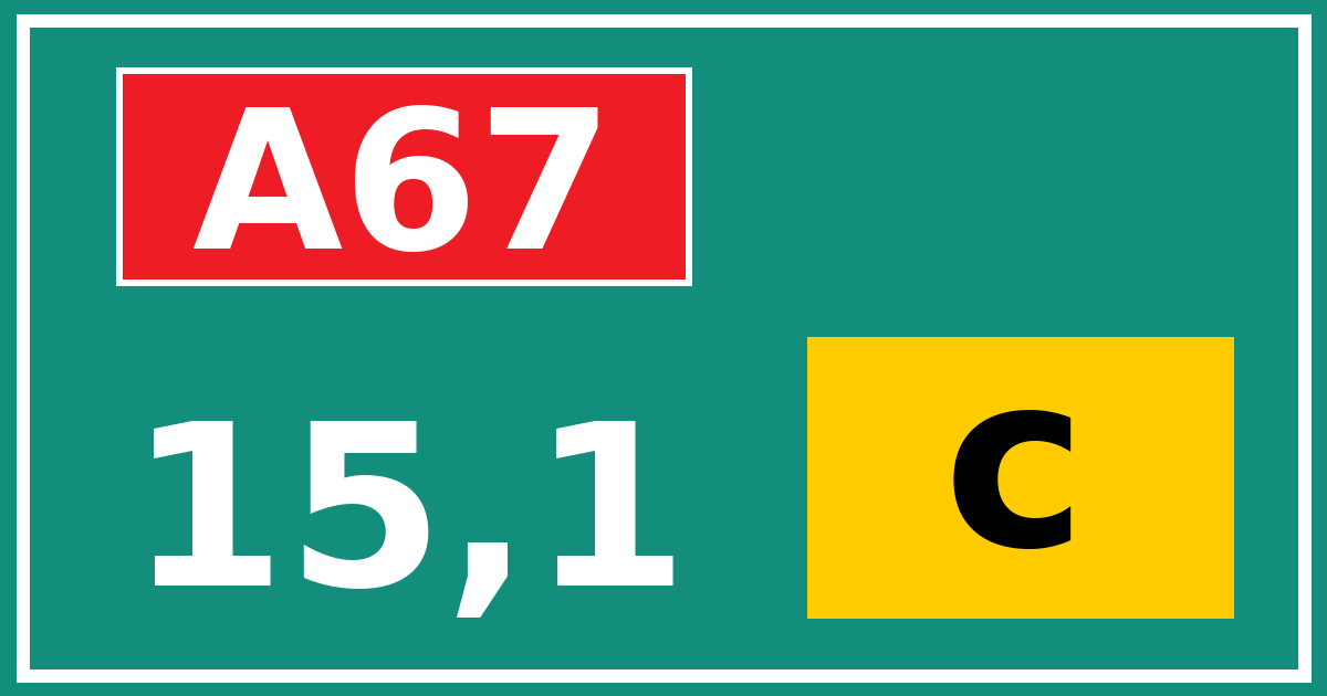 Hectometerbord A67 15,1 letter c