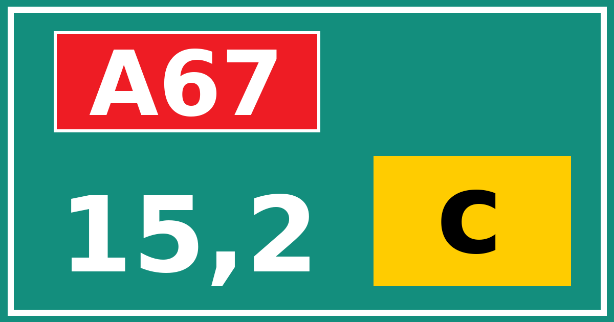 Hectometerbord A67 15,2 letter c