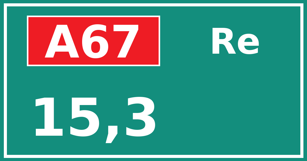Hectometerbord A67 15,3 zijde Re