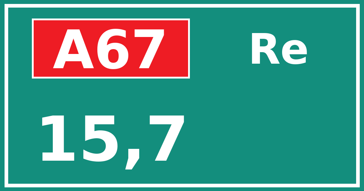 Hectometerbord A67 15,7 zijde Re