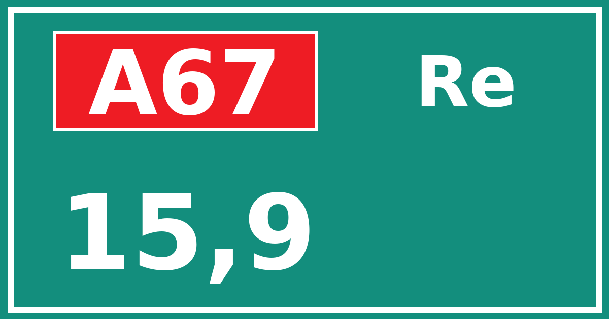 Hectometerbord A67 15,9 zijde Re