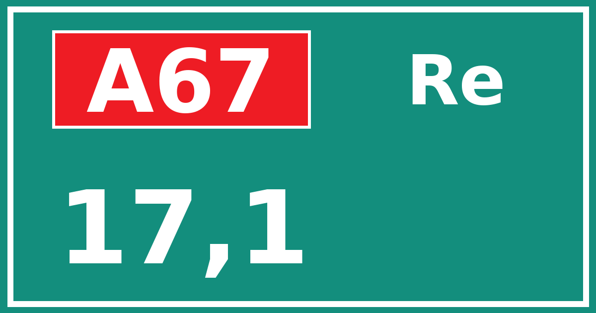 Hectometerbord A67 17,1 zijde Re