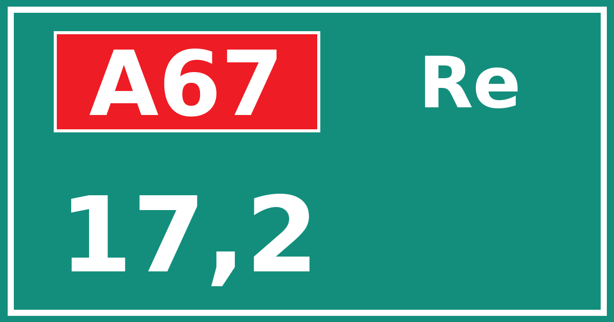 Hectometerbord A67 17,2 zijde Re