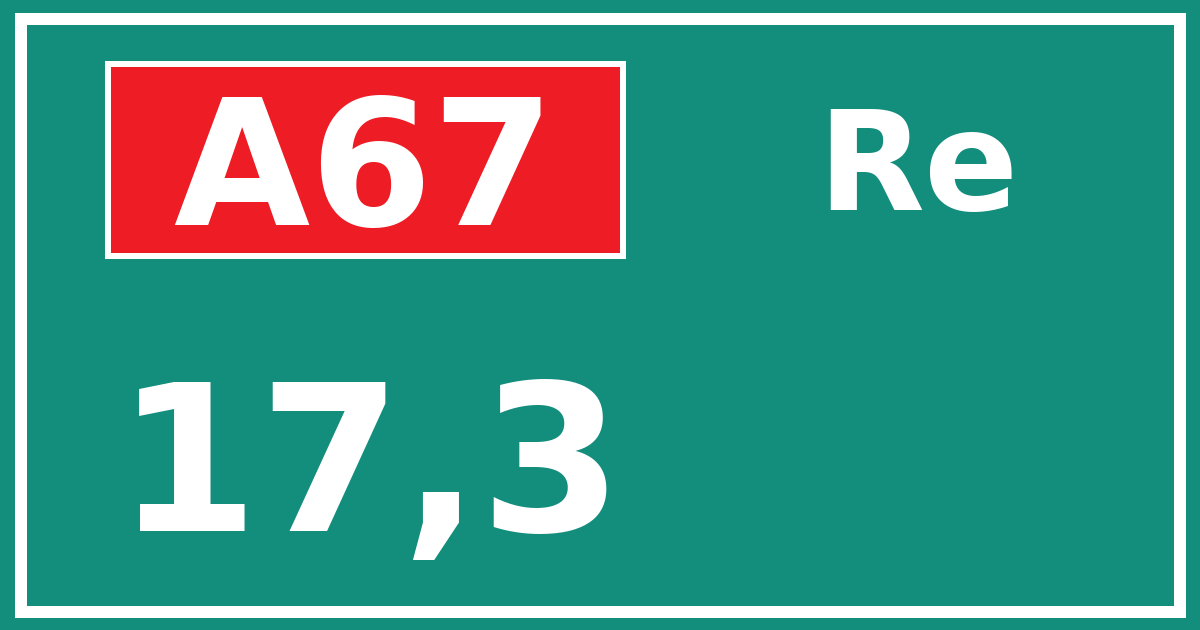 Hectometerbord A67 17,3 zijde Re