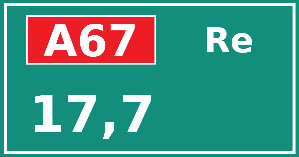 Hectometerbord A67 17,7 zijde Re