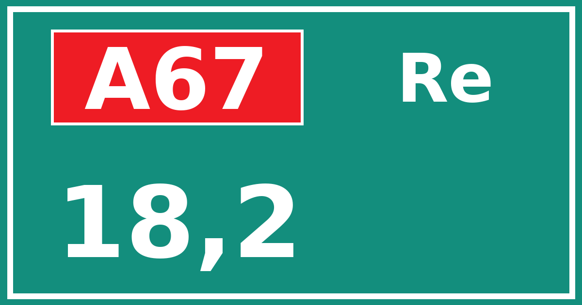 Hectometerbord A67 18,2 zijde Re