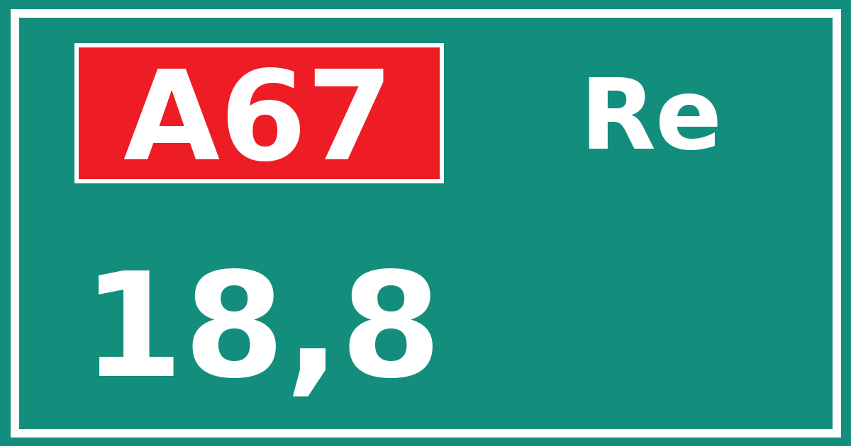 Hectometerbord A67 18,8 zijde Re