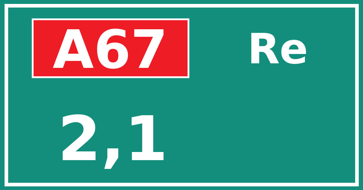 Hectometerbord A67 2,1 zijde Re