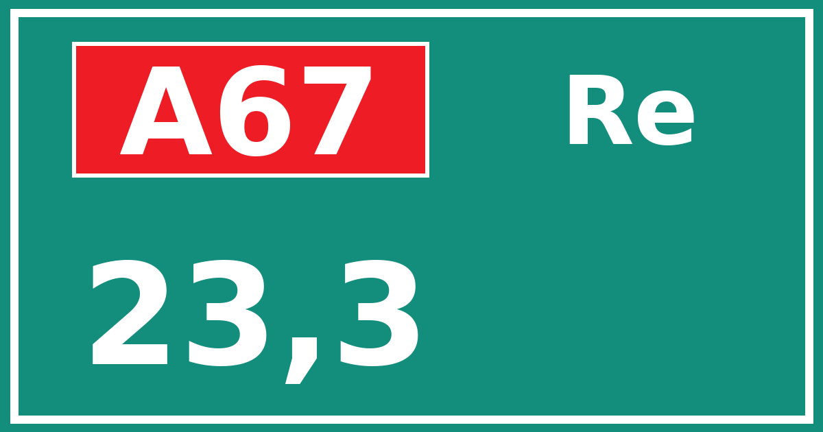 Hectometerbord A67 23,3 zijde Re