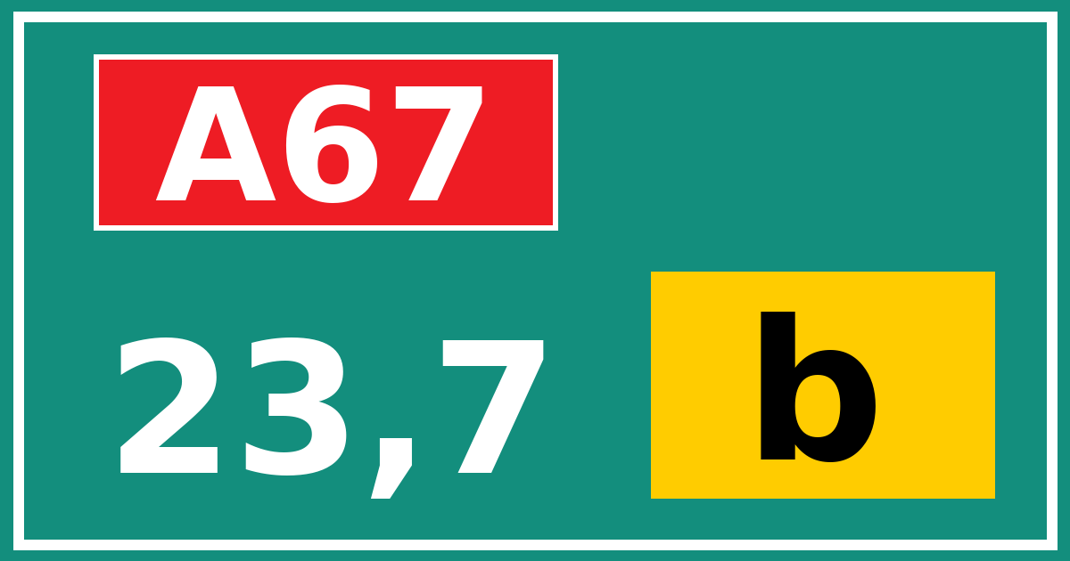 Hectometerbord A67 23,7 letter b