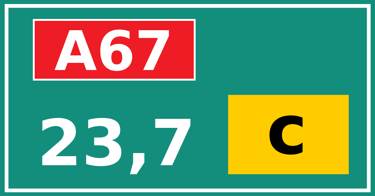 Hectometerbord A67 23,7 letter c