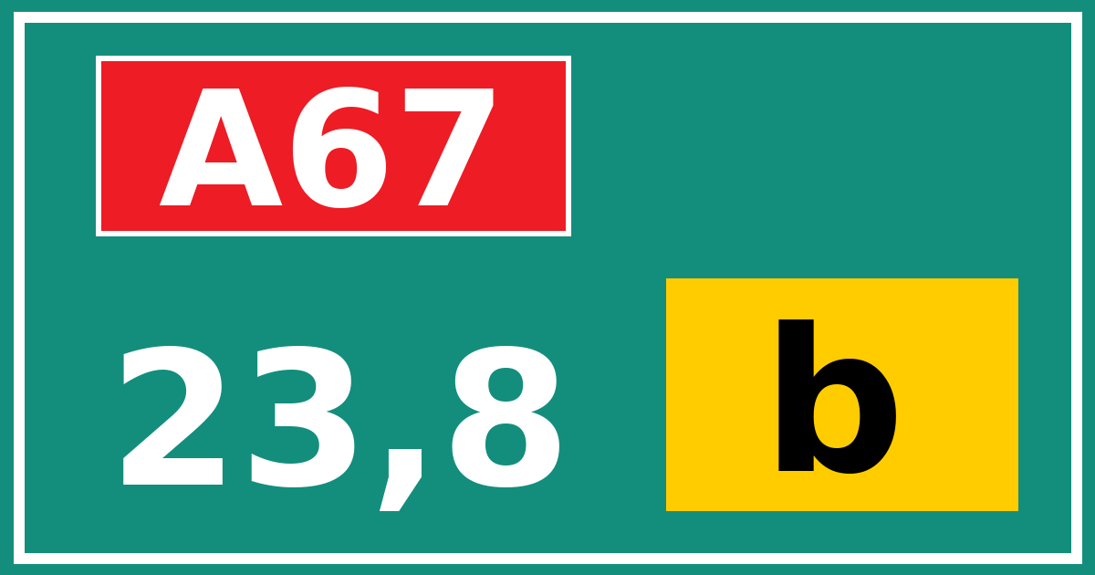 Hectometerbord A67 23,8 letter b