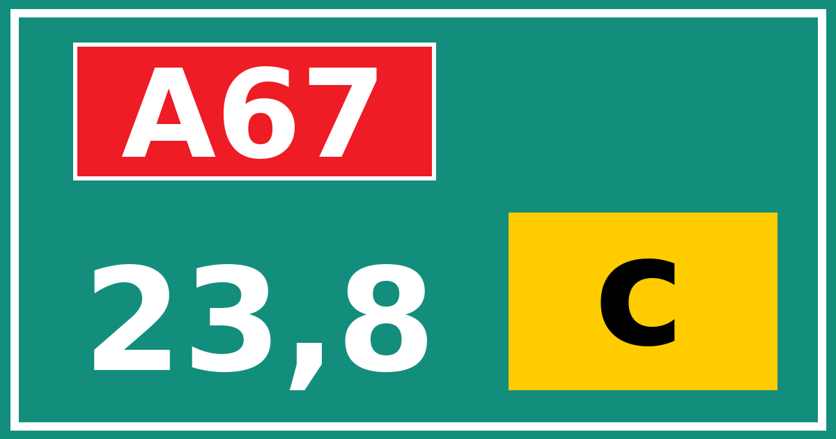 Hectometerbord A67 23,8 letter c