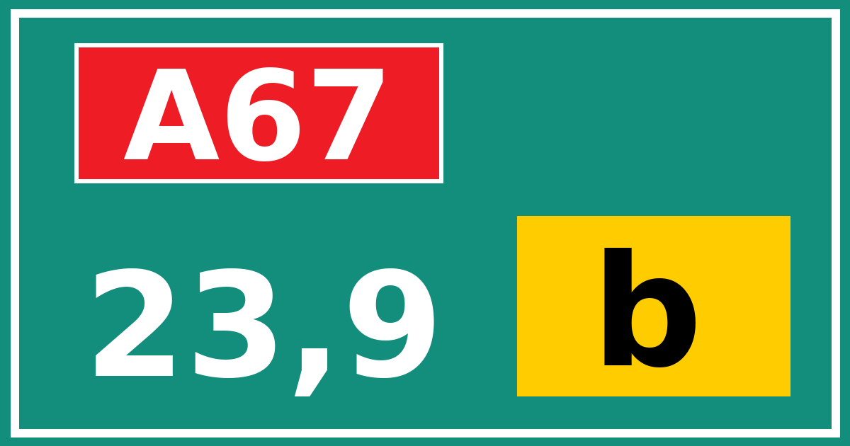 Hectometerbord A67 23,9 letter b