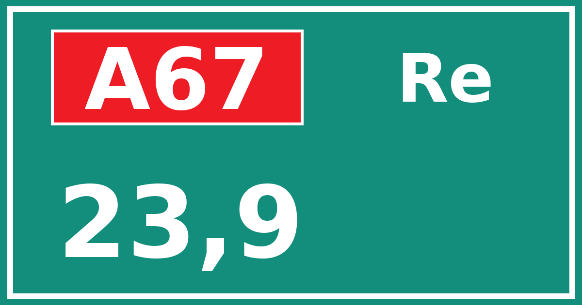 Hectometerbord A67 23,9 zijde Re