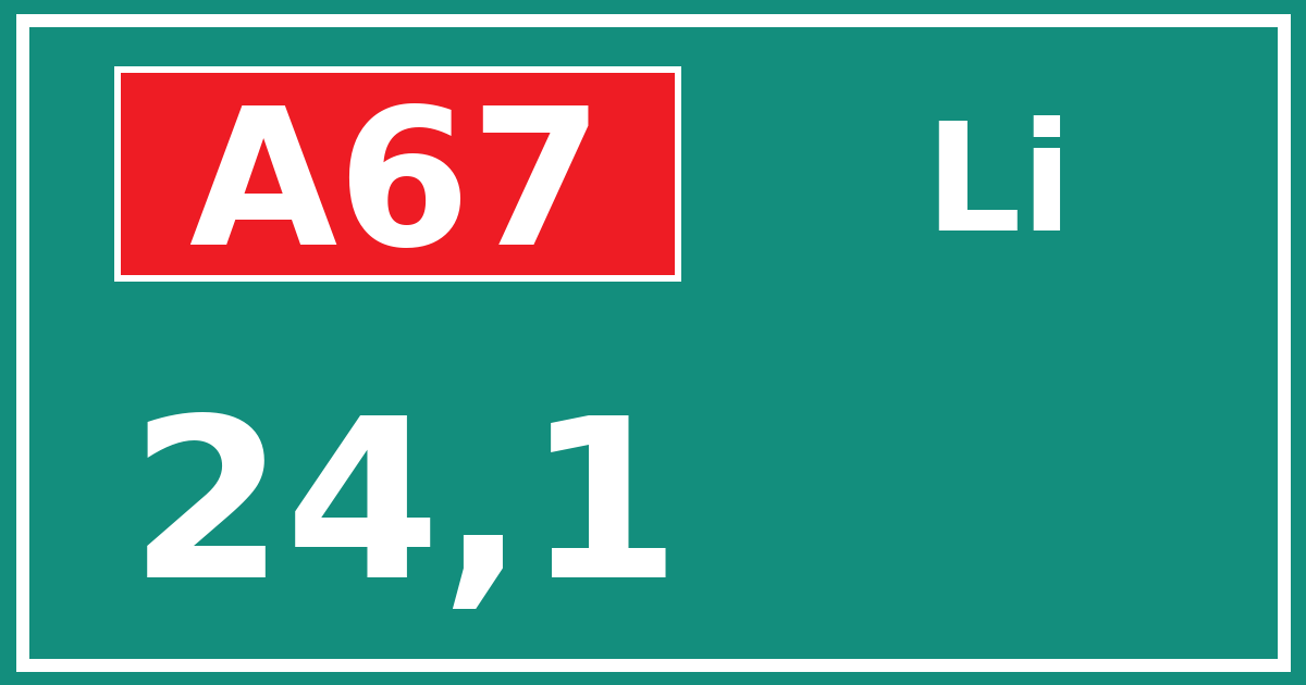 Hectometerbord A67 24,1 zijde Li