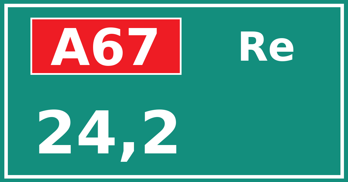 Hectometerbord A67 24,2 zijde Re