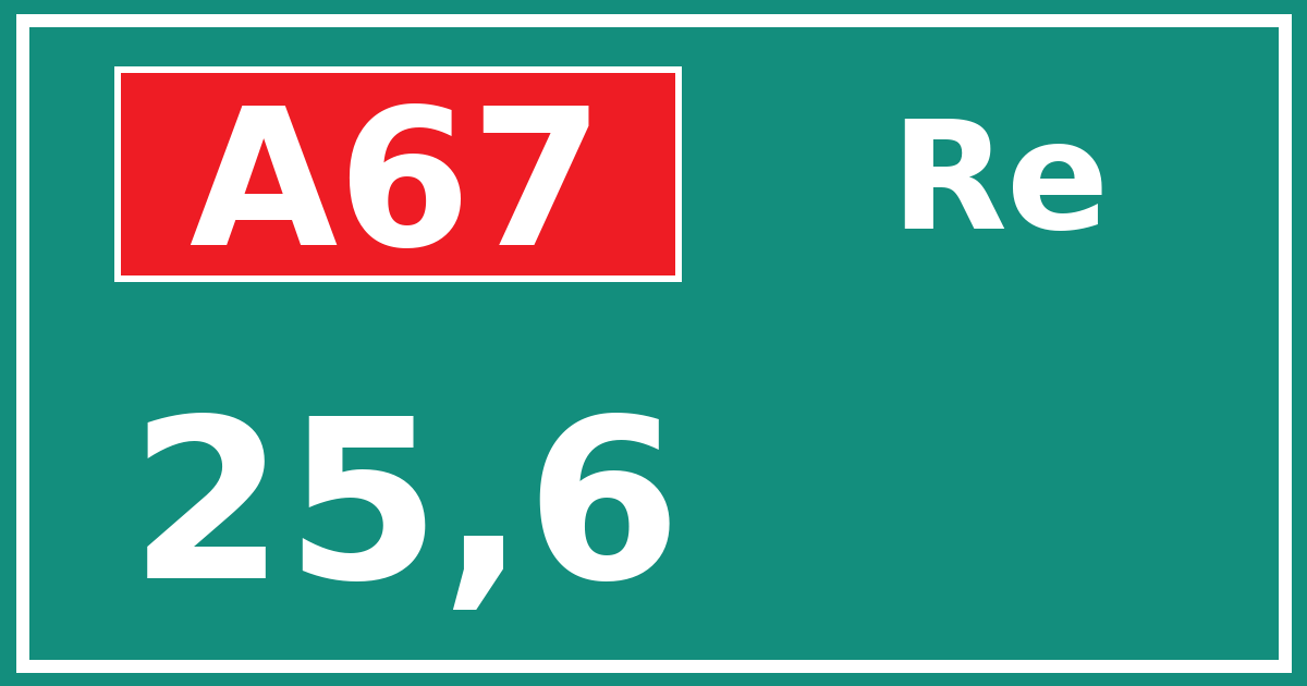 Hectometerbord A67 25,6 zijde Re