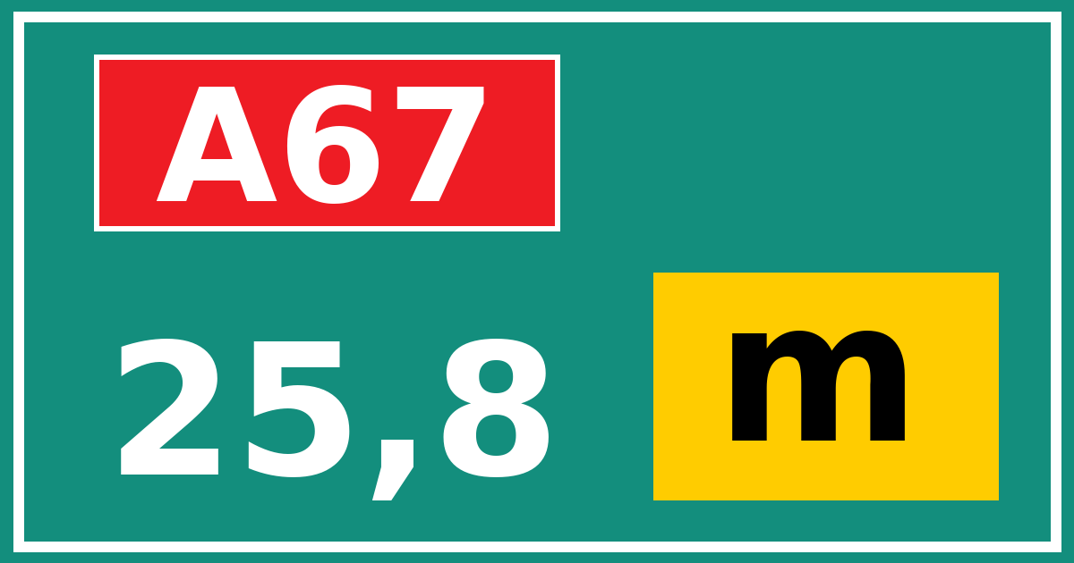 Hectometerbord A67 25,8 letter m