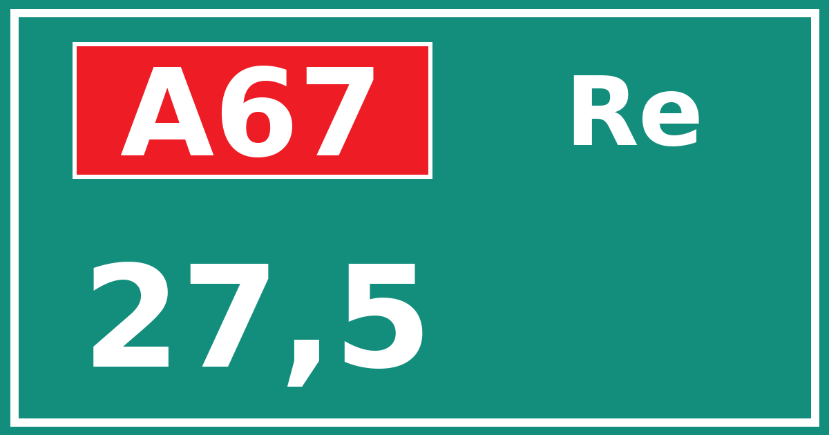 Hectometerbord A67 27,5 zijde Re