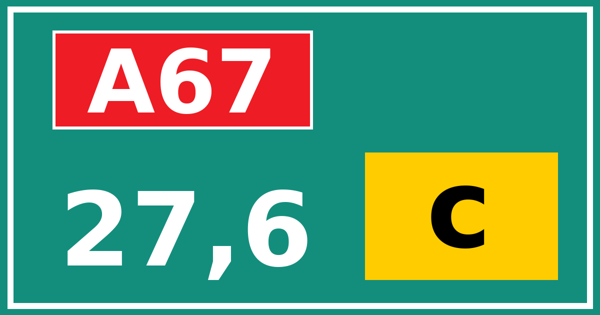 Hectometerbord A67 27,6 letter c