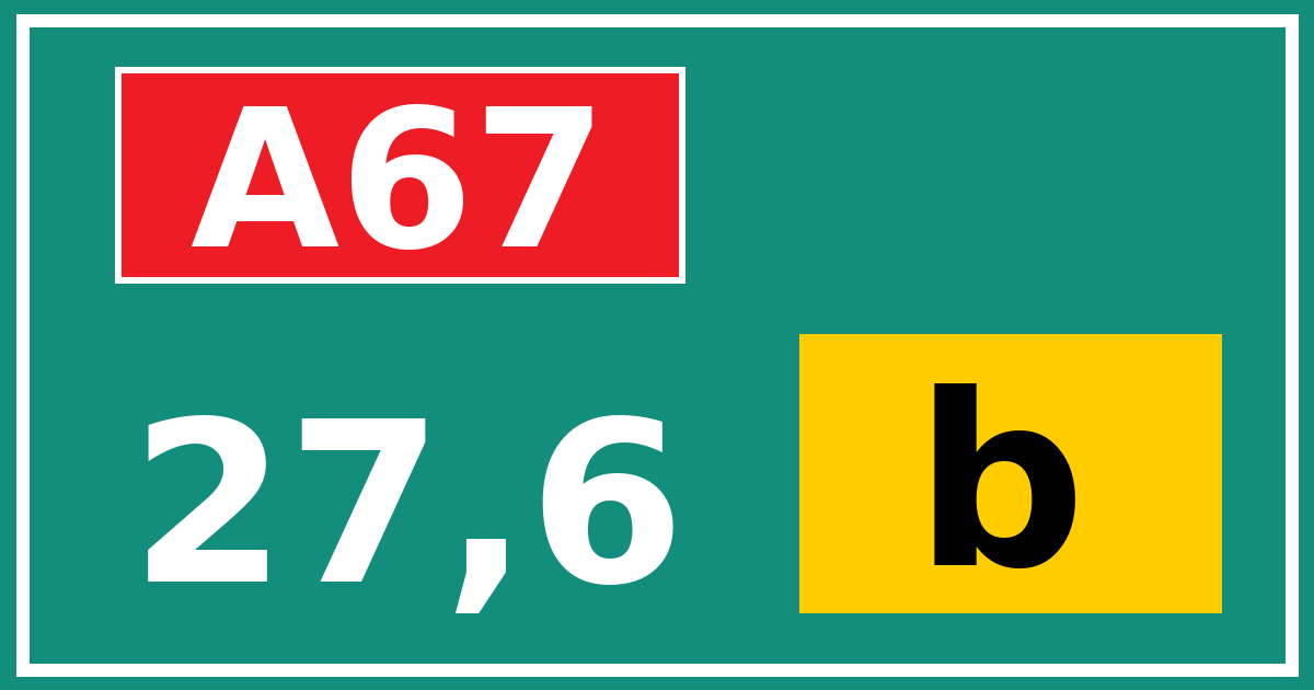 Hectometerbord A67 27,6 letter b