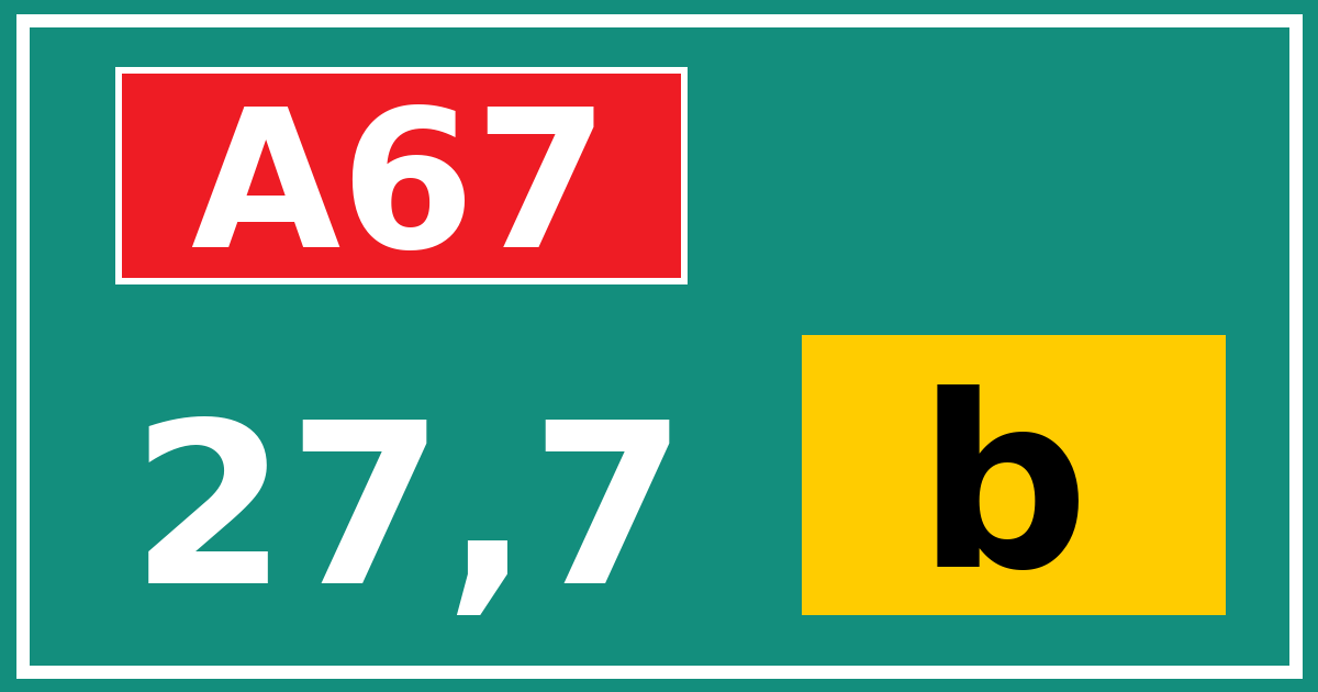 Hectometerbord A67 27,7 letter b