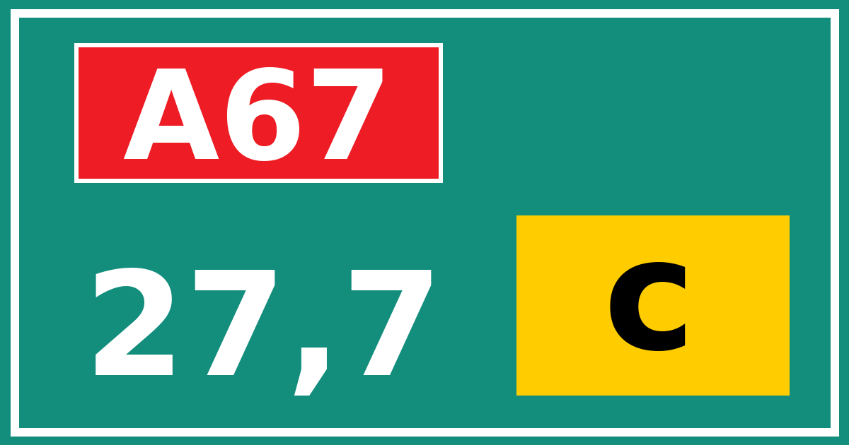 Hectometerbord A67 27,7 letter c