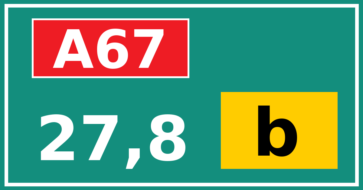 Hectometerbord A67 27,8 letter b
