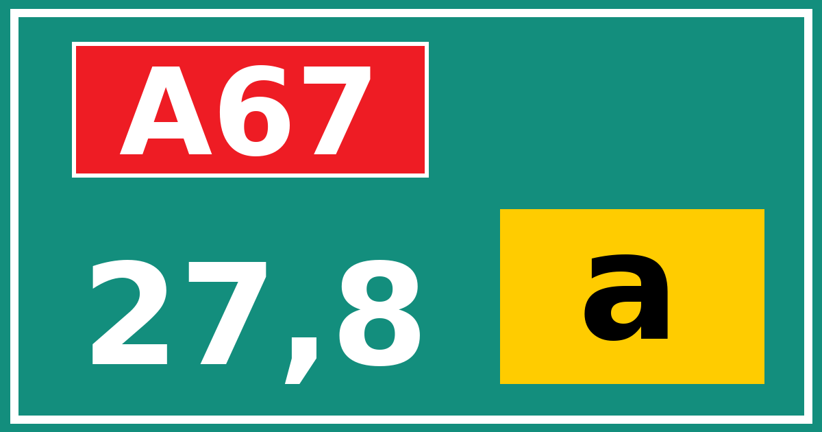 Hectometerbord A67 27,8 letter a