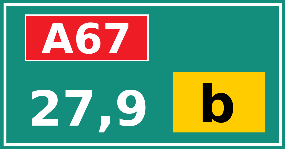 Hectometerbord A67 27,9 letter b