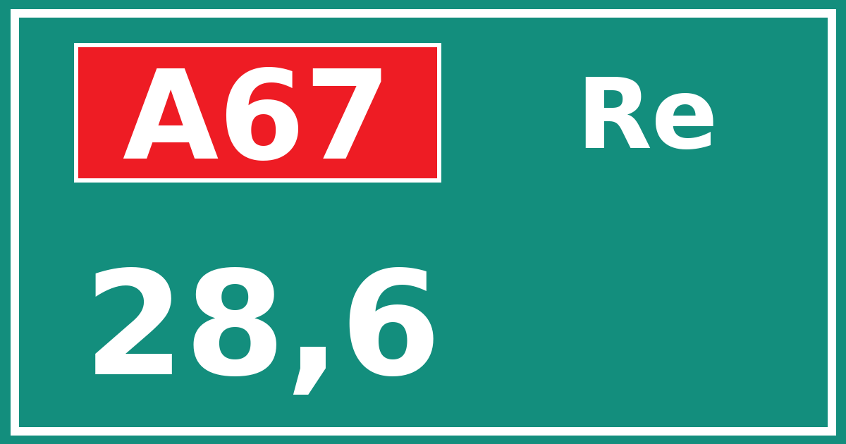 Hectometerbord A67 28,6 zijde Re