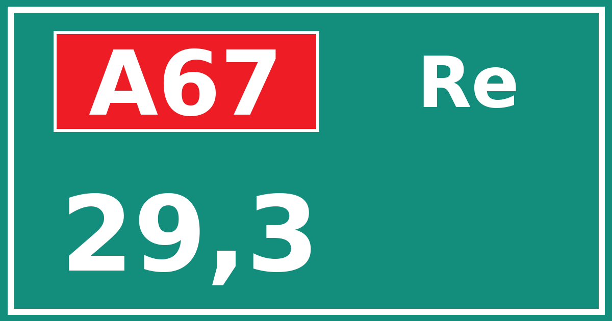 Hectometerbord A67 29,3 zijde Re