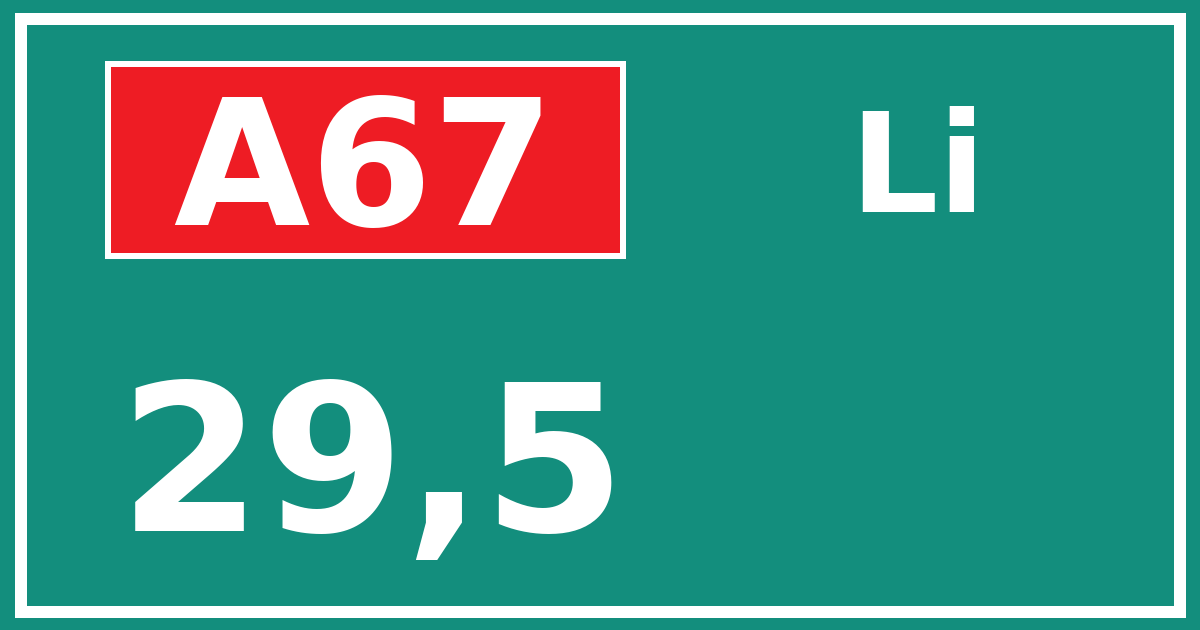 Hectometerbord A67 29,5 zijde Li