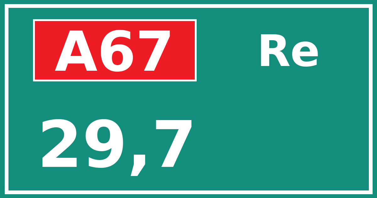 Hectometerbord A67 29,7 zijde Re