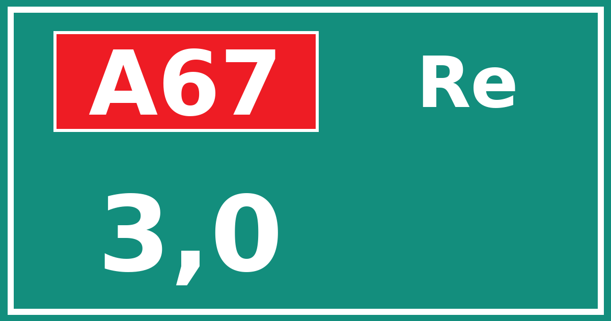 Hectometerbord A67 3,0 zijde Re