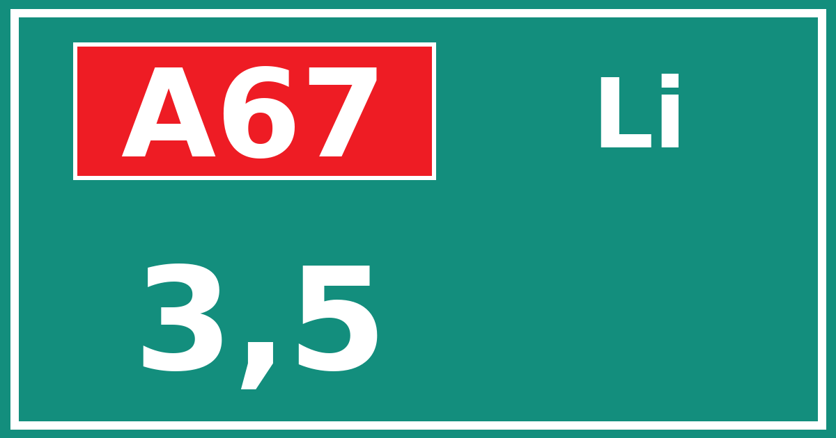 Hectometerbord A67 3,5 zijde Li