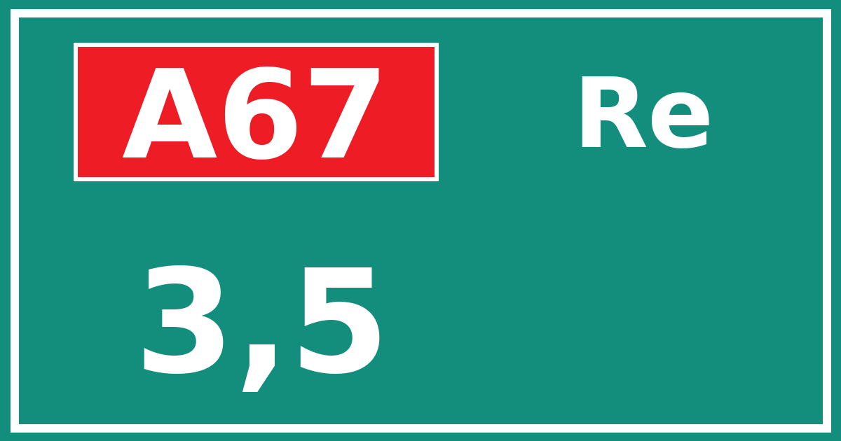 Hectometerbord A67 3,5 zijde Re