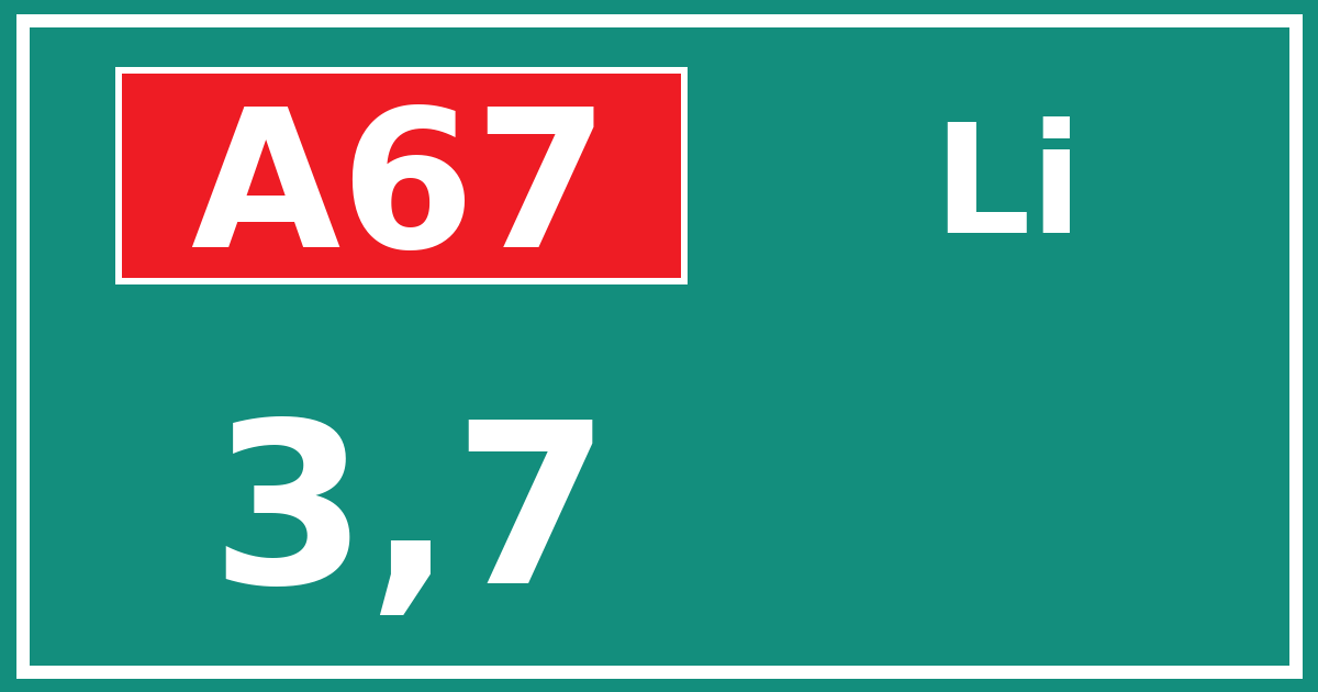 Hectometerbord A67 3,7 zijde Li