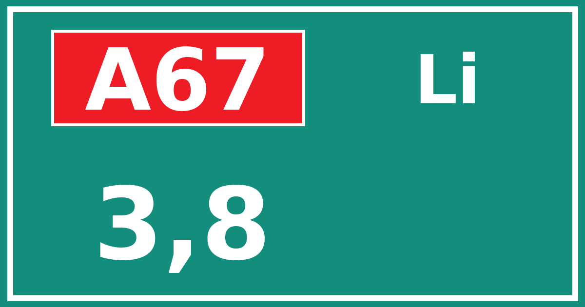 Hectometerbord A67 3,8 zijde Li