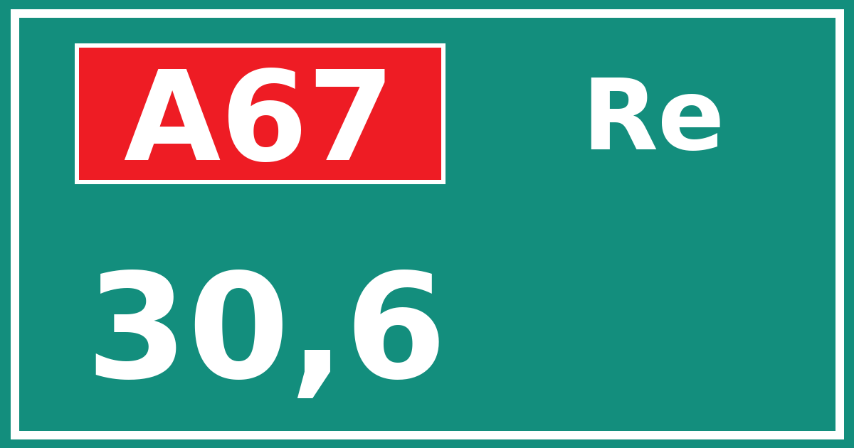 Hectometerbord A67 30,6 zijde Re
